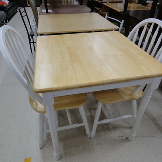 不二貿易 ダイニングテーブル 3点セット 3030table 白×木目 テーブル 