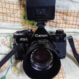 中古カメラ：Canon-AE-1 BLACK フラッシュ-ストロ...