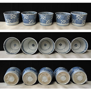 c144 古伊万里 染付 そばちょこ 5客 蕎麦猪口
