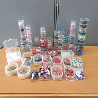 ▷ビーズ まとめて スパンコール アクセサリーパーツ テグス セット