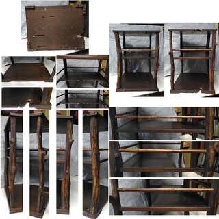 c154 木製 煎茶棚 棚 煎茶飾り 煎茶道具 桑 竹 自然木 天然木