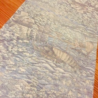 都喜ヱ門 白 大島紬 南蛮船