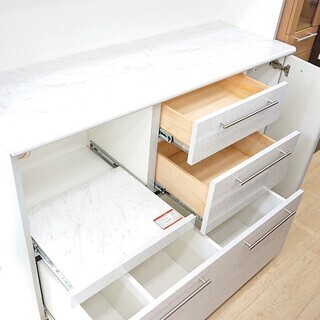 送料無料！素敵な大理石調 レンジボード☆白☆140×48×210☆配達可能 