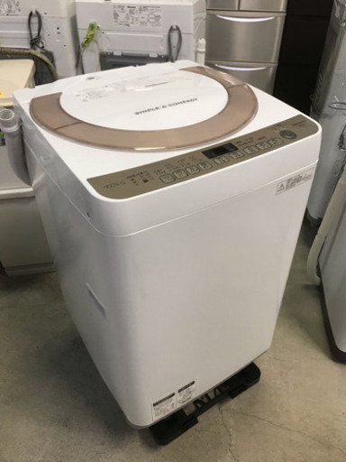 少しキズあり 2017年製 SHARP 全自動電気洗濯機 ES-KS70S-N 7.0kg洗い