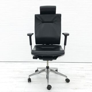 スピーナチェア 中古 イトーキ オフィスチェア スピーナ レザーバック ヘッドレスト 可動肘 KE-727LE-Z9T1 中古オフィス家具