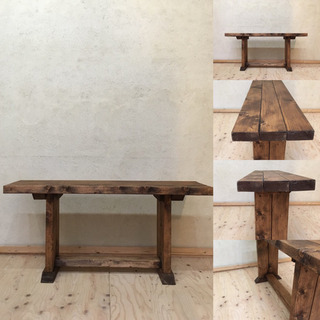 イギリス★Singer社リメイクミシンテーブル&ベンチイスSET 足踏み鋳鉄脚アンティークミシンテーブル＆ベンチイスSET