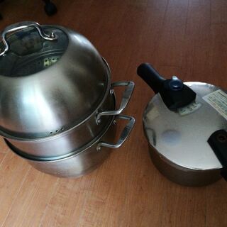 5.5L圧力鍋と3段蒸し鍋