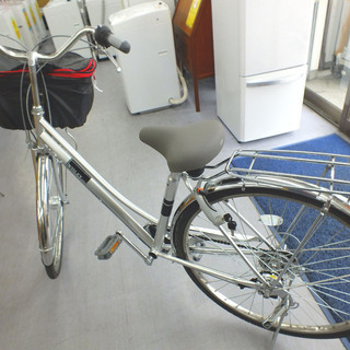 PayPay可 手稲リサイクル 27インチ  自転車 ママチャリ カゴ付き 6段変速　シルバー　 ￥17,800-