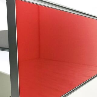 フリーアドレス 中古 オカムラ 【両面2連4枚セット】 W4900×D1400×H720 8人可能 中古オフィス家具 デスク 平机 レッド