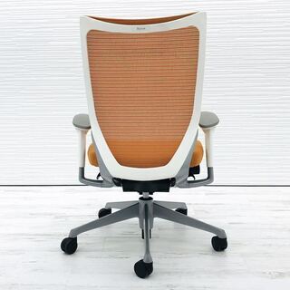 バロンチェア オカムラ 中古 バロン ホワイトボディ オレンジ クッション 中古オフィス家具 CP85DW-FDF8