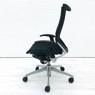 バロンチェア 中古 オカムラ バロン ブラック 可動肘 ハイバック シルバーフレーム メッシュ 中古オフィス家具