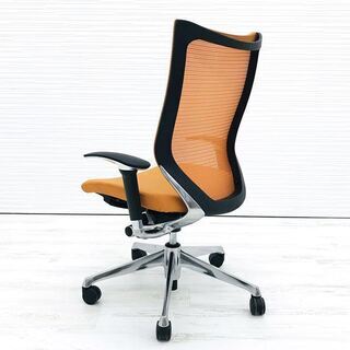 バロンチェア 中古 オカムラ バロン ポリッシュフレーム オレンジ クッション ハイバック 中古オフィス家具 OAチェア