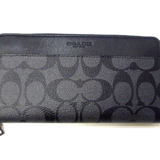 本物 新品 COACH コーチ ラウンドファスナー長財布 PVCxレザー F58112