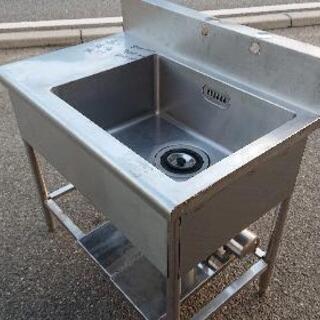 中古品 厨房用一槽シンク作業スペース付きお売りします。