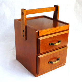 昭和レトロ 木製化粧箱(鏡付き)/メイクボックス