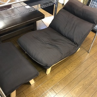 【美品・引取限定】無印良品 ハイバックリクライニングソファ　オットマン付　デニム 綿デニムハイバックリクライニングソファ・オットマン用カバー