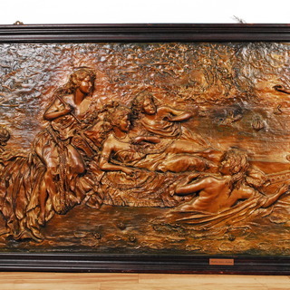 0316 美麗 大迫力 立体 224 x 103cm 湖のウンディーネ 額装 立体 3D 海外アート作品 イタリア 直接引取可 愛知県岡崎市　アントレ