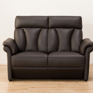 本革ソファー 2人掛け ブラウン＋オットマン付