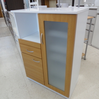 ISSEIKI /一生紀 食器棚 キッチンボード 木目×ホワイト 【ユーズドユーズ名古屋天白店】 - 食器棚、キッチン収納