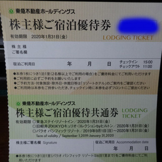 東急宿泊優待券1枚と共通券2枚です。2020/01/31まで。