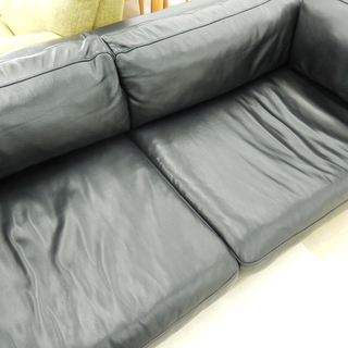 札幌市/清田区 アクタス ファイブバイファイブ フィノ 3人掛けソファ オットマン付き 本革 ブラック Actus Five by Five Fino