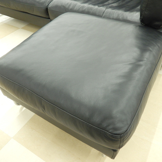 札幌市/清田区 アクタス ファイブバイファイブ フィノ 3人掛けソファ オットマン付き 本革 ブラック Actus Five by Five Fino