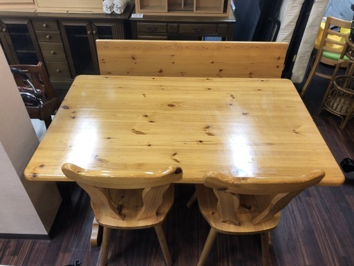市内・近郊　配送無料★ダイニングセット　椅子×２　ベンチ×１　130*80*73cm
