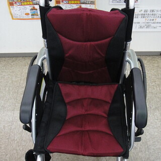 ケアテックジャパン ノーパンク 車いす アルミ 自走式 ワインレッド 