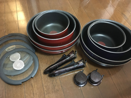 【中古】ティファール 鍋、フライパンセット