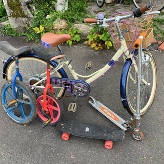 自転車、キックスクーター、一輪車、スケートボード