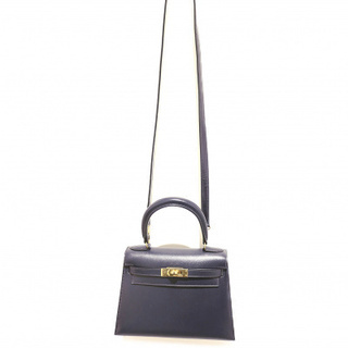 HERMES (エルメス) ケリー20/2WAYハンドバッグ ネイビー 外縫い □A