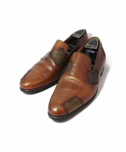 Berluti (ベルルッティ) スクリットパッチワークレザーシューズ ブラウン サイズ:8