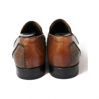 Berluti (ベルルッティ) スクリットパッチワークレザーシューズ ブラウン サイズ:8 Berluti (ベルルッティ) スクリットパッチワークレザーシューズ