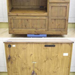 *R245)ウニコ unico オトゥール AUTEUR キッチンカウンターL レンジボード キッチン収納 キャビネット 食器棚 パイン材 今村工芸家具