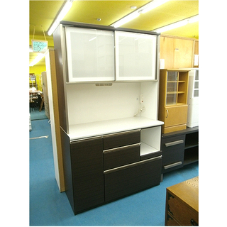 札幌【ダークブラウンのキッチンボード】幅120.5cm レンジボード 家電ボード 食器棚 キッチン 台所 アルミナ120KB ニトリ NITORI 本郷通店