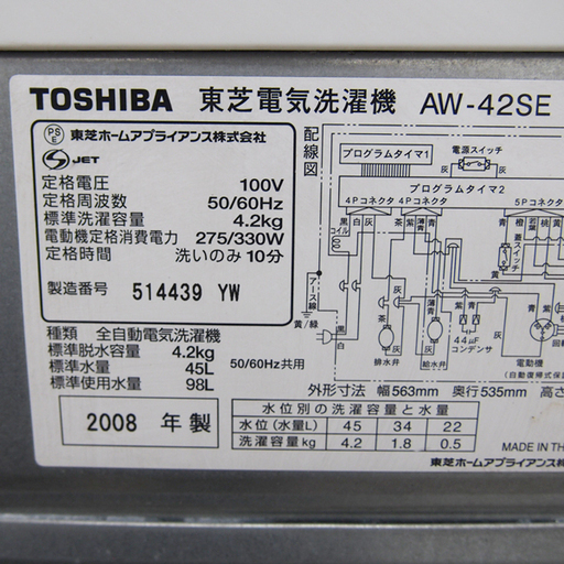 配達設置無料！東芝 4.2kg 洗濯機 一人暮らしや外置きなどに GS16