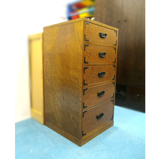 札幌 CAPIC製品【栓(セン)材使用 5段箪笥】ケヤキ風木目 幅440mm 栓材 