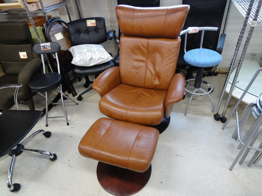 EKORNES/エコーネス 一人掛け用チェア ストレスレスチェア パーソナルチェア オットマン付 ブラウン 本革 レザー リプロダクト【ユーズドユーズ名古屋天白店】