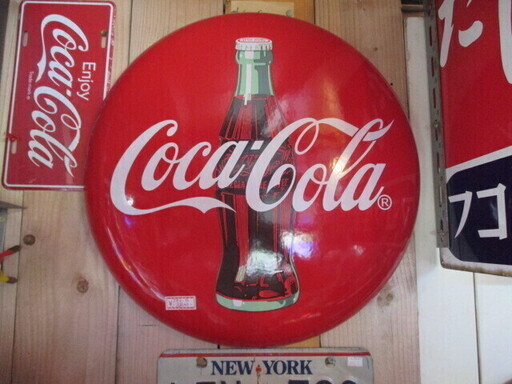 コカ・コーラ 丸型看板  直径約50㎝／ホーロー・インテリア・レトロ