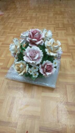 イタリア製インテリア 陶器 薔薇 オブジェ お花 フラワー