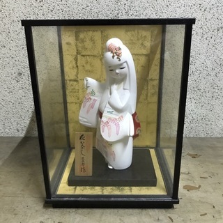 博多人形 匠伍郎作 ガラスケース付 伝統工芸 置物 幅29cm×...