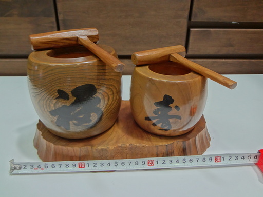 モノ市場 東海店　福寿　ミニ臼杵セット　置物　縁起物　木工　工芸品