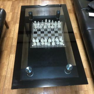 スモークガラステーブル&おまけクリスタルチェス盤セット