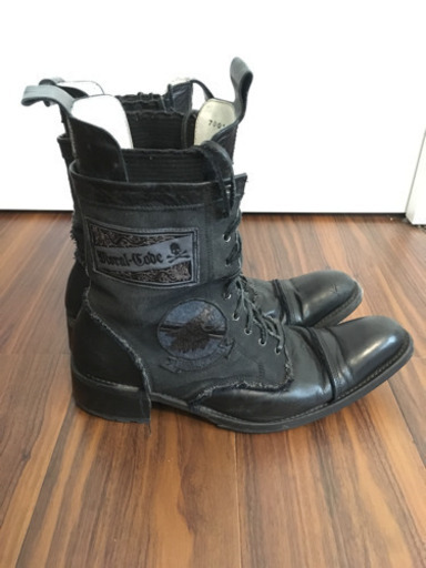 HIROMU TAKAHARA A / ヒロムタカハラ レイヤードレースアップブーツ HIROMU TAKAHARA （ヒロムタカハラ） ハラコ切替レザーロングブーツ