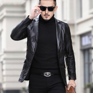 【激安】メンズ皮服2019年春の皮のジャケット厚手牛革 ベースボール・ジャンパー