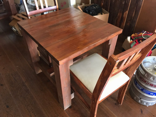 DIY ダイニングテーブル 2人用 カフェ イス有り