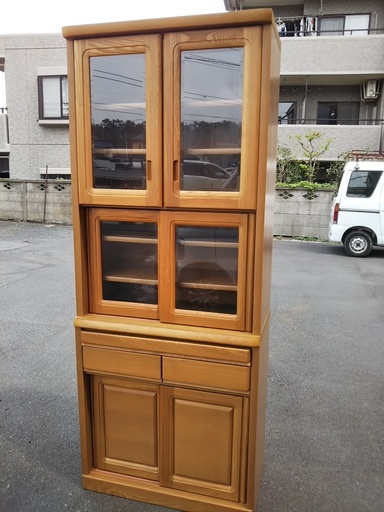 ［天然木食器棚］河口家具⁑リサイクルショップヘルプ