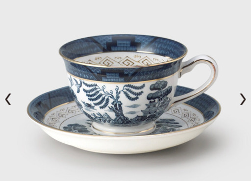 中古 NIKKO ニッコー ダブルフェニックス 山水 カップ＆ソーサー ブルー コーヒー碗皿 3客セット