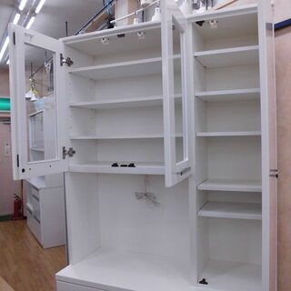 大容量！レンジボード キッチンボード 食器棚 白エナメル 幅105㎝ 西岡店