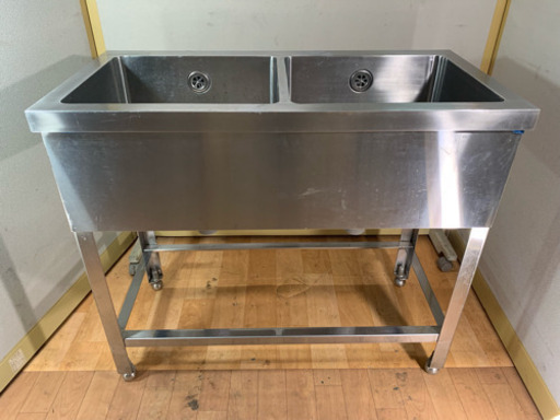 業務用 ステンレス製 2層シンク流し台 W900xD450xH800mm